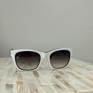 Karl Lagerfeld- Women's White Cat-Eye Sunglasses with Gradient Lenses